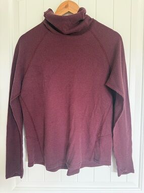 KUHL Waffle Knit Thermal Cowl Neck Sweater Top Burgundy Maroon Red Large